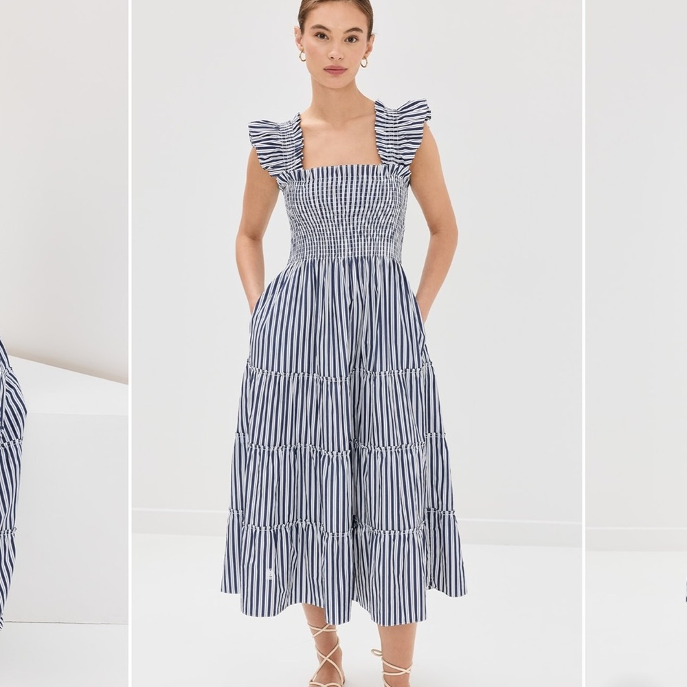 Hill House Blue and White Striped Midi Dress